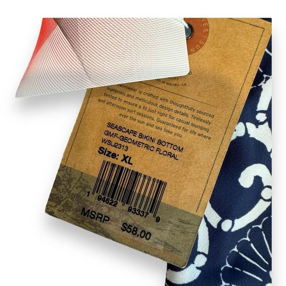 NWT Faherty Swim Seascape Bikini Bottom Geometric Floral Size Large XL $58 Blue - Picture 5 of 5